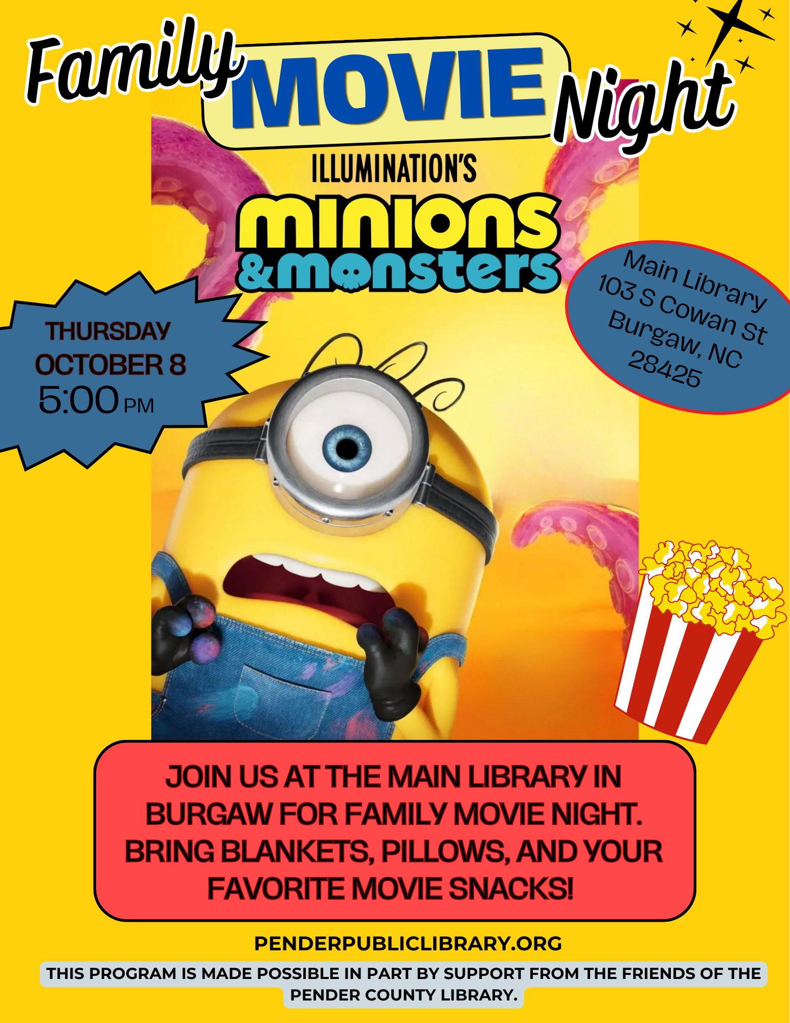 Family Movie Night at the Main Library: Minions & Monsters