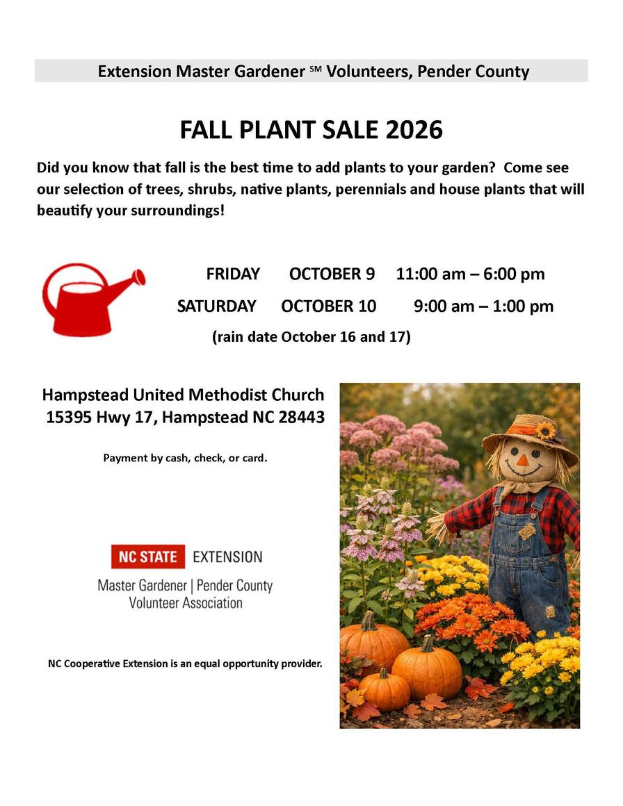 Fall plant sale - Extension Master Gardener volunteers - Pender County